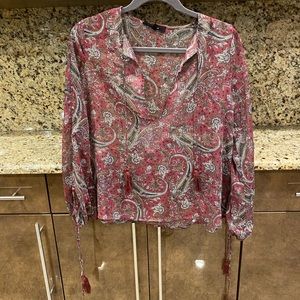 Olivaceous Wine multi Print Blouse